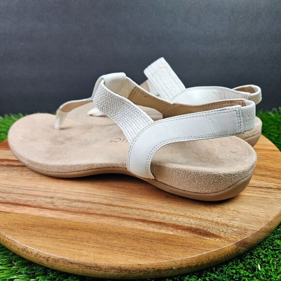 Vionic Brea Sandals Womens Size 9.5 White Slingback Comfort Orthotic T-Strap - Picture 4 of 11